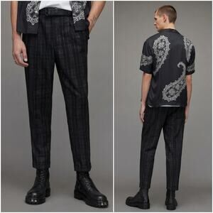 ALL SAINTS Harvey Tapered fit Trouser pants Black Gray italian cloth 30